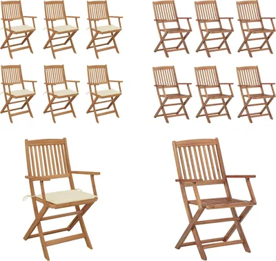 Immagine prodotto di vidaXL Sedie da giardino pieghevoli 6 pezzi con cuscino in legno massiccio di acacia - sedia da giardino - sedie da giardino - poltrona da giardino - sedia pieghevole