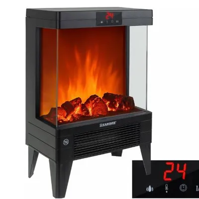 Produktbild von KAMINER EMBEGO 2000 W – Elektro-Kamin mit 3D Flamme & Heizlüfter, leise Wärme für Wohnzimmer/Schlafzimmer, Thermostat, Timer, Remote 26400