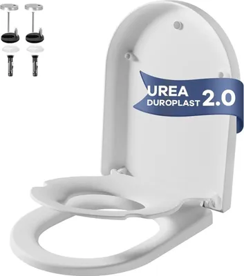 Produktbild von WC-Sitz/Toilettensitz - D-Form - Schnellverschluss - Softclose Absenkautomatik - Integrierter Kindersitz - Leicht zu Reinigen - Weiß