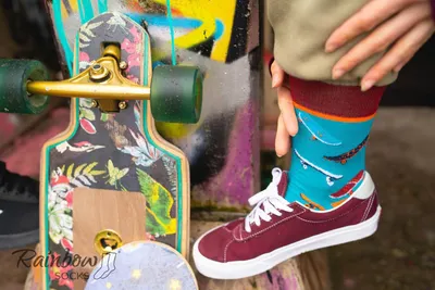 Obrázek produktu pro Duhové ponožky ponožky skateboard 2 páry skateboardista milovník skateboardu velikost 47-50