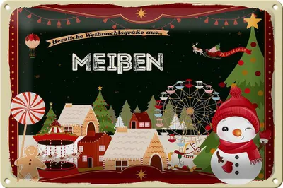 Produktbild von Blechschild Weihnachten Grüße MEIßEN FEST 30x20cm
