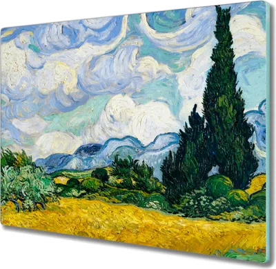 Produktbild von Coloray Herdabdeckplatte 60x52 cm Schneidebrett Kochplattenabdeckung Küchenbrett Hackbrett - Van Gogh Weizenfeld