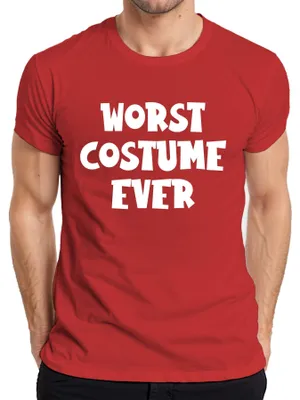 Zdjęcie produktu dla WORST COSTUME EVER Przebranie na Halloween śmieszne powiedzenie humor karnawałowy koszulka męska, czerwony, L
