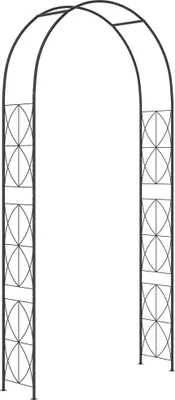 Produktbild von Rosenbogen aus Metall Rankhilfe für Kletterpflanzen Gartenbogen mit Spitze Metallstruktur Torbogen Rankbogen für Rosen Bögen Rankgitter Rosenhilfe für Garten 114 x 30 x 230 cm Schwarz