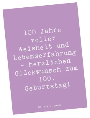 Produktbild von Mr. & Mrs. Panda Postkarte Spruch 100. Geburtstag - Lavendeltraum - Geschenk, Postkarten, Meilenstein, Ansichtskarten, Handgefertigt, bildkarte, besondere Geschenke