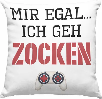 Produktbild von Trendation - Mir Egal Ich Geh Zocken Geschenk Deko-Kissen mit Füllung 40x40 Zocker Gamer Gaming Geschenkidee Jungs Jungen Geburtstag Lustig (Blau)