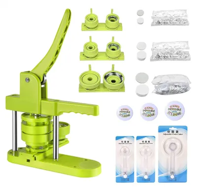 Obrázek produktu pro DIY Pin Button Maker Machine - 25mm/32mm/58mm Badge Punch Press s 300 díly knoflíků (růžová)