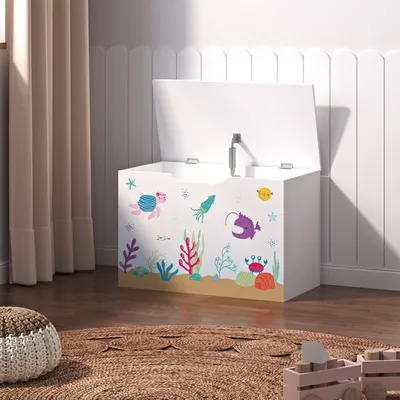 Produktbild von Spielzeugkiste ‘Oleiros’ mit aufklappbarem Deckel Ozean Motiv 40 x 60 x 30 cm