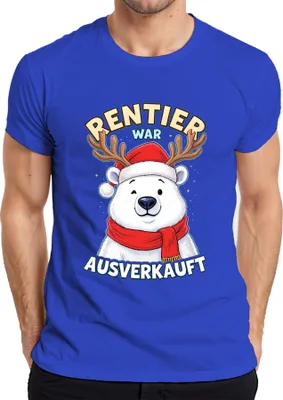 Produktbild von Rentier war t Eisbär mit Geweih Weihnachten Lustig Herren T-Shirt, Blau, XL