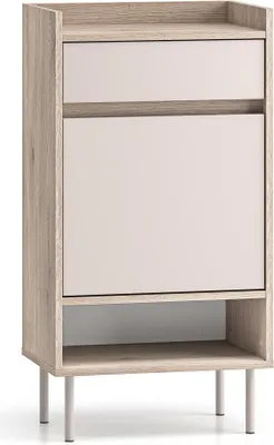 Produktbild von FURNLUX Schuhschrank Voco Eiche Und Beige 50cm / Hauptfarbe: Beige / Abmessungen: 50 x 95 x 34 cm