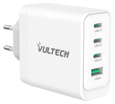 Immagine prodotto di Vultech CC100-3C1A Caricatore GaN 100W 3 Porte USB-C PD3.0 + USB-A QC3.0 Bianco