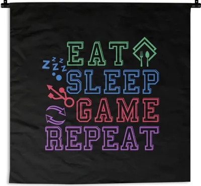 Produktbild von MuchoWow® Wandteppich Wandbehang Spiele - Zitat - Gamer 90x90 cm Tapisserie Dekoration Wandtuch - Wandaufhänger