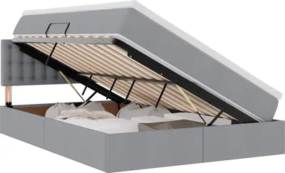 Obrázok produktu pre Postel s úložným prostorem a matrací Svetlosivá 140 x 200 cm