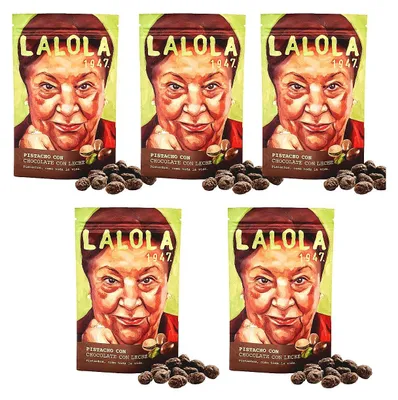 Produktbild von LaLola1947 - Pistazien mit Milchschokolade 5 x 80 g - Knusprige Schokosnack-Nüsse