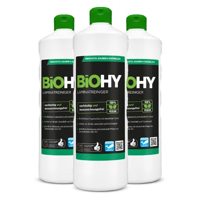 Produktbild von BiOHY Laminatreiniger, Laminat Pflege, Vinyl Reiniger, Laminatpflegemittel, 3 x 1 l