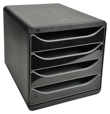 Produktbild von Exacompta Schubladenbox Big Box Plus 4 offene Schubladen Glossy Schwarz 3104214D
