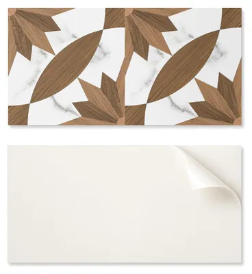 Image de Panneaux muraux en vinyle décoratifs, imprimés, dimensions 120 x 60 cm, motif géométrique avec aspect bois
