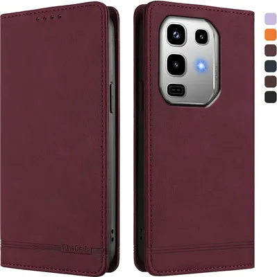Produktbild von Hülle für Infinix Note 50 4G/Note 50 Pro 4G, Retro Kunstleder Ständer Klapphülle mit Kartenfächer und Magnetische Rot