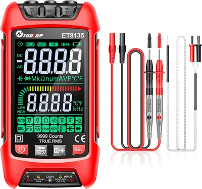 Obrázek produktu pro 9999 počtů Digitální multimetr Barevný displej Ruční multimetr NCV Bezkontaktní měření Profesionální měřič napětí, proudu, kapacity a odporu diod Měřič teploty