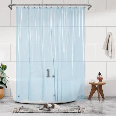 Image de Rideau de douche bleu clair en PEVA - 1 pièce
