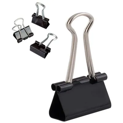Produktbild von D.RECT Metal Foldbackklammern - Foldback Klammern Verpackung 12 Stück x 12 Pack(144 Klammern) 25mm - Vielzweckklammern, Metall Binder Clips für: Notiz