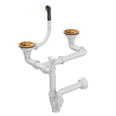 Obrázok produktu pre Odtok s uzáverom 3 1/2" so sifónom, 2-komorový, PVD meď (GRANIT - vertikálny), úspora miesta (12G14GR6-P2APVDC1)