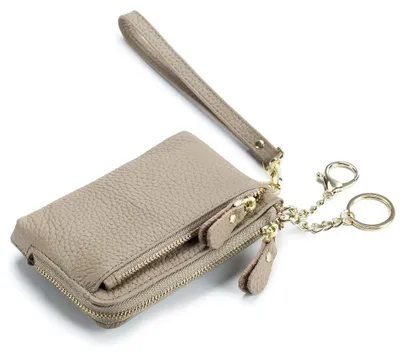 Produktbild von Echtleder Schlüsselbund für Damen und Herren - Vintage Schlüsselanhänger mit Reißverschluss
