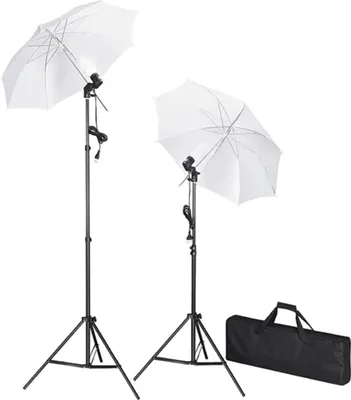 Produktbild von vidaXL Fotostudio-Set mit Leuchten, Schirmen, Hintergrund, Reflektor