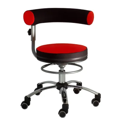 Produktbild von Sanus Gesundheitsstuhl Drehstuhl, Rot-Schwarz, Stoffbezug, Höhenverstellbar 42–51 cm