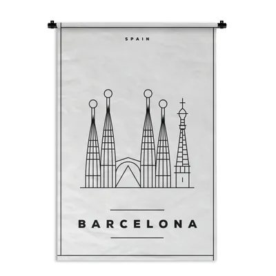 Produktbild von MuchoWow® Wandteppich Wandbehang Barcelona - Spanien - Sagrada 90x135 cm Tapisserie Dekoration Wandtuch - Baumwolle - Wandskulptur