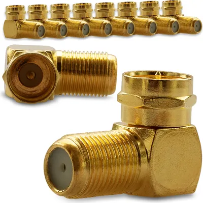 Produktbild von SAT F-Stecker Winkel Stecker 10x Adapter 90° Winkelstecker HD F-Buchse vergoldet