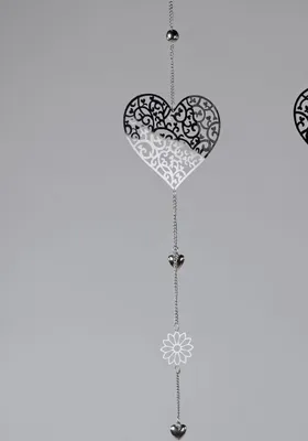 Produktbild von Dekohänger Herz mit Blume silber L. 55cm aus Edelstahl Formano