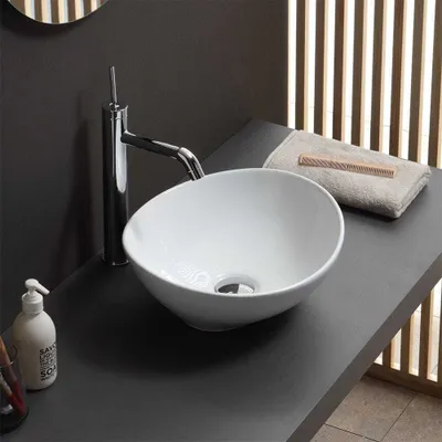 Produktbild von Aufsatzwaschbecken ohne Hahnloch in weißer Keramik