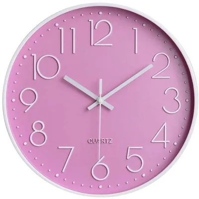Immagine prodotto di Orologio da parete moderno da 30 cm al quarzo, rosa e bianco, per cucina e soggiorno