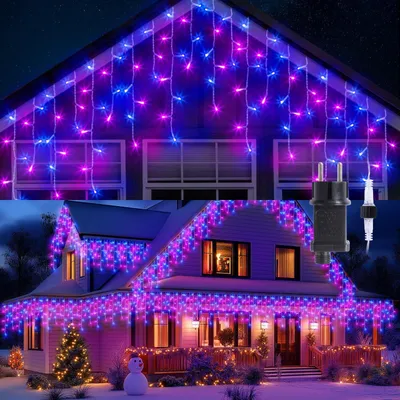 Eisregen-Lichterkette 10 m, 400 LEDs, 80 Tropfen, blau/lila