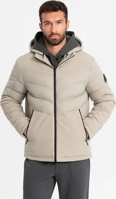 Zdjęcie produktu dla Ombre Clothing Męska kurtka zimowa Amaniyyk beżowy XL