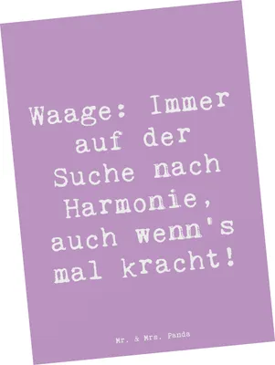 Produktbild von Mr. & Mrs. Panda Postkarte Spruch Waagen Harmonie - Lavendeltraum - Geschenk, Ausgeglichenheit, Sternzeichen Waage, Vermittler, Grußkarte, Ansichtskarten, Postkarten