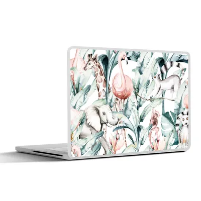 Produktbild von MuchoWow® Laptop Aufkleber Sticker Cover Aquarellieren - Tiere - Pflanzen - Dschungel - Jungen - Mädchen - Kinder 36.5x27.5 cm - Laptop-Sticker