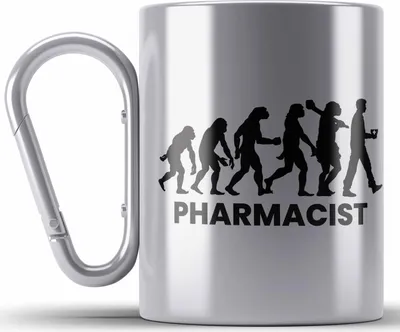 Produktbild von Trendation - Apotheker Edelstahl Tasse Karabiner Geschenk Apothekerin Geschenkidee Karabiner Edelstahl Tasse Karabiner Edelstahl Evolution (Silber)