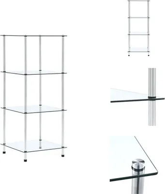 Immagine prodotto di vidaXL Scaffale a 4 ripiani trasparente 40x40x100 cm in vetro temperato - Librerie & Librerie