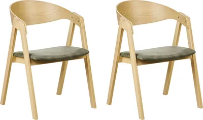 Produktbild von BELIANI Esszimmerstuhl 2er Set Dunkelgrün Samtbezug mit Hellen Holzbeinen Hohe Rückenlehne Retro Klassisches Design für Wohnzimmer Esstisch Gastronomie
