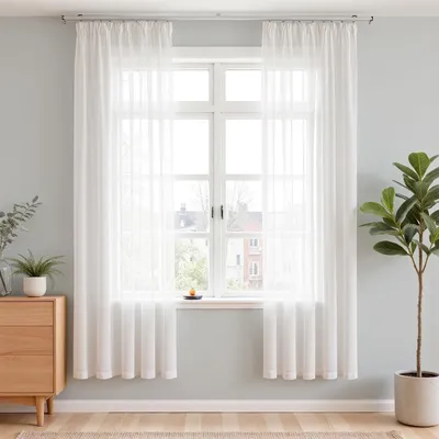 Immagine prodotto di Omgoods - Tende a velo Vangao con balza - Set di 2, 200 x 140 cm, semitrasparenti