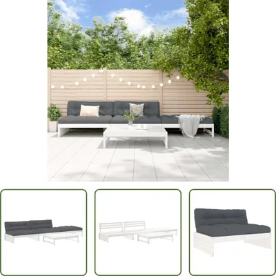 Produktbild von The Living Store 4-tlg. Garten-Lounge-Set mit Kissen Weiß Massivholz