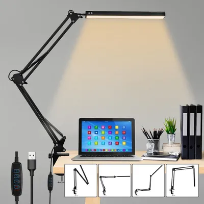 Zdjęcie produktu dla Lampa biurkowa LED Ikodm z regulacją jasności  Lampa stołowa 10 W Lampa do czytania Lampa stołowa Lampa nocna Lampa USB Lampa na stolik nocny