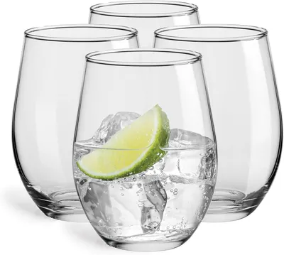 Zdjęcie produktu dla Szklanki do picia 580 ml, zestaw 4 szt., przezroczyste, ryflowane, do wody