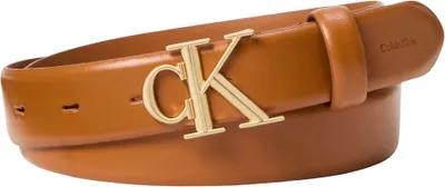 Immagine prodotto di Cintura da donna Calvin Klein, fibbia rotonda, 3,0 cm, con fibbia monogrammata, color marrone (Arg)