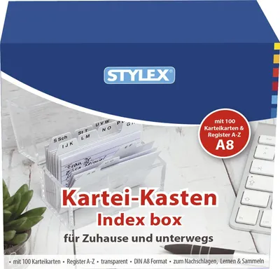 Produktbild von Karteikasten A8 glasklar inkl 100 Karteikarten
