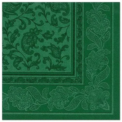 Produktbild von Papstar Servietten "ROYAL Collection" 1/4-Falz 40 cm x 40 cm dunkelgrün "Ornaments", 8 x 20 Stück