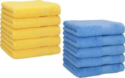 Produktbild von Betz 10 Stück Seiftücher 30x30 cm PREMIUM 100% Baumwolle Farbe: gelb und hellblau