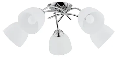 Obrázek produktu pro Stropní svítidlo MIRAŻ, chromované, bílé, 5xE27x15W, kov, rozměry: 23x62x62 cm, IP20, Alfa